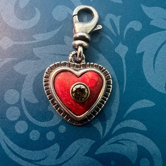 Silpada Red and Silver Heart Bracelet Charm - Picture 1 of 4